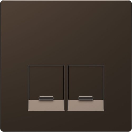 SCHNEIDER MTN4572-6052 - MERTEN Fedlap, 2xRJ45 aljzathoz, D-Life, mokka