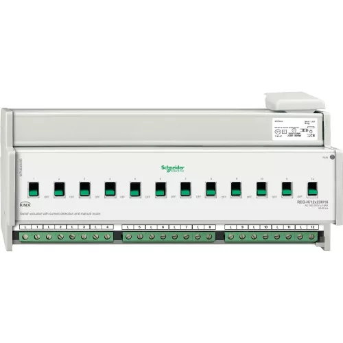 SCHNEIDER MTN648495 - Merten-KNX REG-K/12x230/16 kapcsolóaktor kézi üzemmóddal és áramérzékeléssel