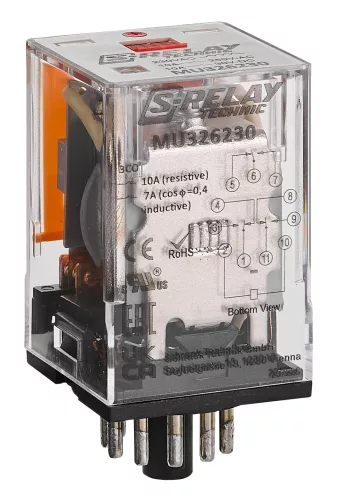 SCHRACK - MU relé, 3 váltó, 10A, 230VAC, 11-pólusú Compatible with MT326230-- - MU326230--