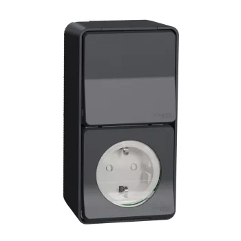   SCHNEIDER MUR36024 - MUREVA Styl 2P+F csatlakozóaljzat, váltókapcsolóval (2P+F/106), komplett, antracitszürke
