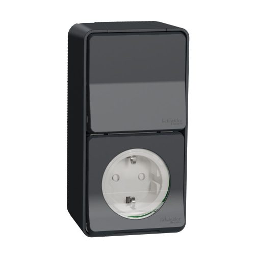 SCHNEIDER MUR36024 - MUREVA Styl 2P+F csatlakozóaljzat, váltókapcsolóval (2P+F/106), komplett, antracitszürke