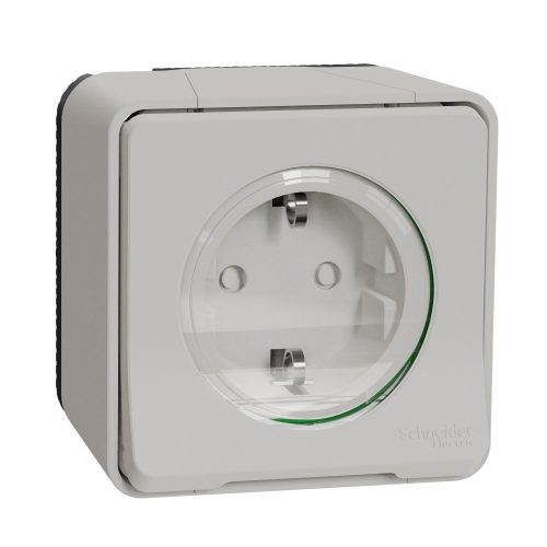 SCHNEIDER MUR39034 - MUREVA Styl 2P+F csatlakozóaljzat, biztonsági zsaluval, csapófedéllel, rugós, komplett, polárfehér