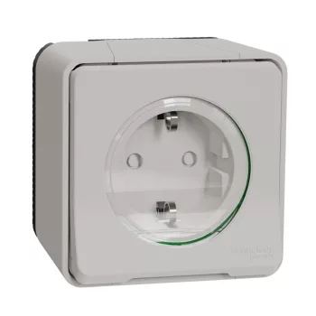   SCHNEIDER MUR39206 - MUREVA Styl 2P+F csatlakozóaljzat, biztonsági zsaluval, csapófedéllel, csavaros, komplett, polárfehér