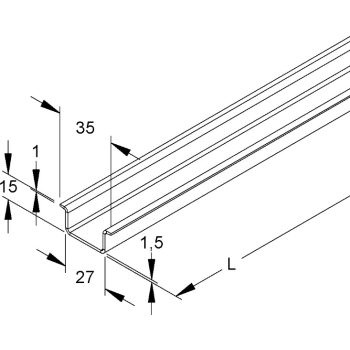 NIEDAX-2934/2 SO - Tartósín, kalap-Profil, 35x15x2000 mm