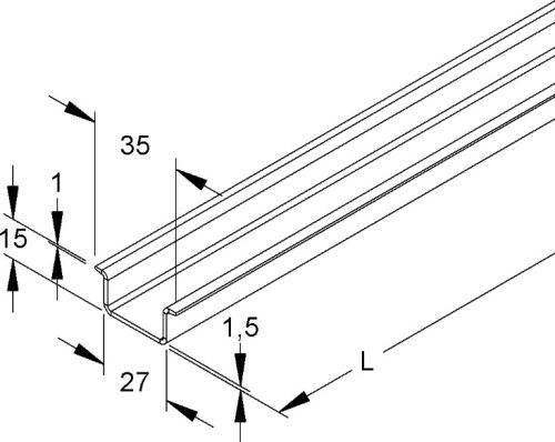 NIEDAX-2934/2 SO - Tartósín, kalap-Profil, 35x15x2000 mm