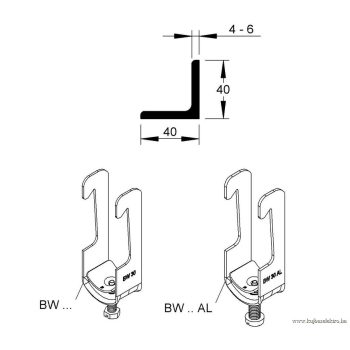 NIEDAX-BW 64 - Szögvasbilincs, 40x40x4-6 mm, 1 kábel