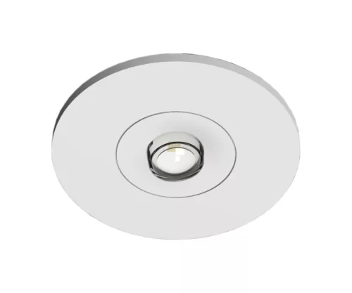 SCHRACK - EE lámpa, 1W ERT-LED, 3h, 230VAC, WirelessControl, spot White, with round cover, ceiling recessed mounting with metal springs and external electronic box, security luminaire to illuminate ar