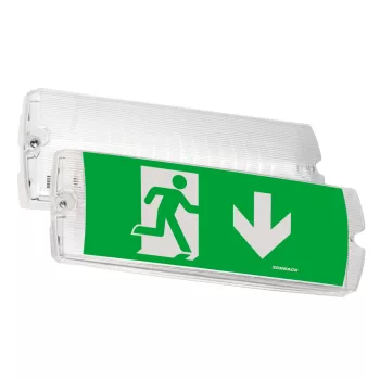   SCHRACK - K5 lámpa, LED 3h 230VAC, univerzális szerelés 130lm, LiFePO4 akkumulátorral, piktogramkészlettel, felismerési távolság: 20m - NLK5U403--