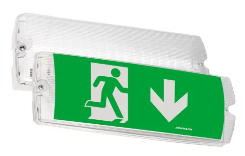 SCHRACK - K5 lámpa, LED 3h 230VAC, univerzális szerelés 130lm, LiFePO4 akkumulátorral, piktogramkészlettel, felismerési távolság: 20m - NLK5U403--