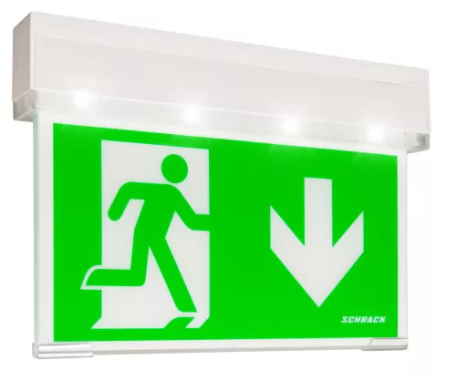 SCHRACK - KS lámpa LED 1-3h 230VAC, önellenőrző, univerzális szerelés White, universal mounting, with 4x0,5W High Power LED, with LiFePO4 battery, 1h/3h/8h adjustable, with transparent cover for addit