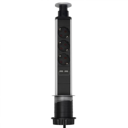 SOMOGYI ELEKTRONIC - NVE 3/USB - 3as elosztó, asztalba süllyeszthető, 2xUSB