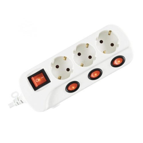 SOMOGYI ELEKTRONIC - NVK 03K-3/WH/1,5 - Aljzatonként kapcsolós 3-as elosztó, 3m, fehér