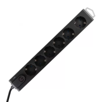  SOMOGYI ELEKTRONIC - NVT 6K-3/BK - Túlfeszültségvédett elosztó, 6 aljzat, fekete, 3 m