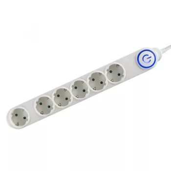   SOMOGYI ELEKTRONIC - NV 06TK-5/WH/1,5 - 6-os elosztó lábkapcsolóval, 5m, fehér, 1,5 mm2