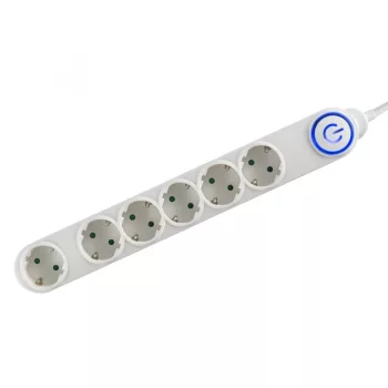   SOMOGYI ELEKTRONIC - NV 06TK/WH - 6-os elosztó lábkapcsolóval, 1,5m, fehér