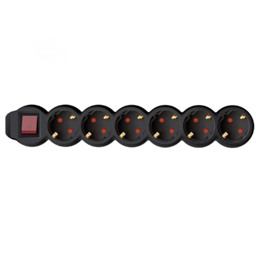 SOMOGYI ELEKTRONIC - NV 6K-3/BK/1,5 - 6os elosztó 3m, 3x1,5mm2, fekete