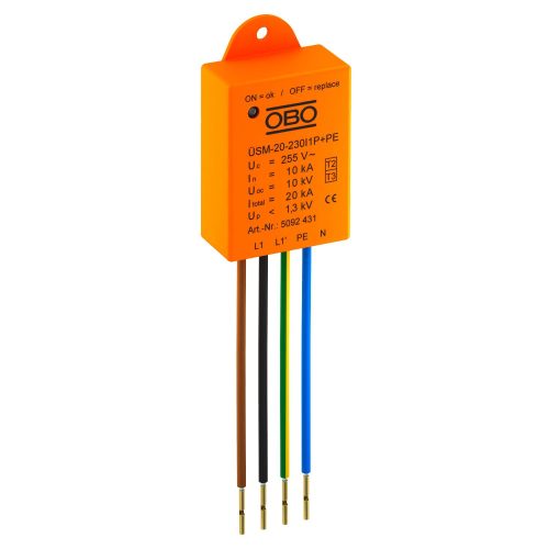 OBO-5092431 Túlfeszültség-védelmi eszköz LED-es világításhoz, 1 fázisú		 230V  - ÜSM-20-230I1P+PE