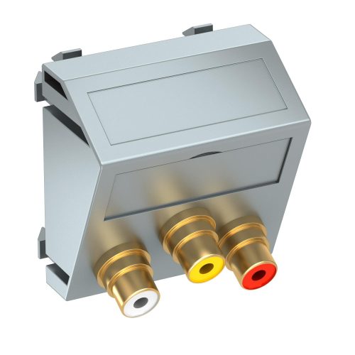 OBO-6105180 Modul 45 RCA csatlakozóaljzat hármas hüvely egyenes csatl. 45x45mm festett alumínium - MTS-12R L AL1