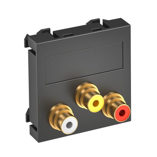 OBO-6105189 Modul 45 RCA csatlakozóaljzat hármas hüvely-hüvely 45x45mm szürkésfekete - MTG-12R F SWGR1