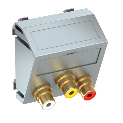 OBO-6105204 Modul 45 RCA csatlakozóaljzat hármas hüvely-hüvely 45x45mm festett alumínium - MTS-12R F AL1