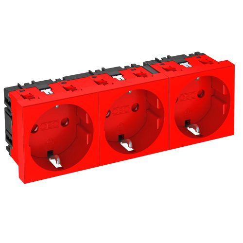 OBO-6120048 Csatlakozóaljzat 0°, hármas védőérintkezős 250V, 10/16A piros - STD-D0 SRO3