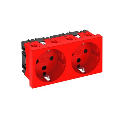 OBO-6120294 Csatlakozóaljzat 0°, kettes védőérintkezős, kódolócsapos 250V, 10/16A piros - STD-D0K SRO2