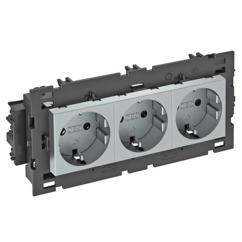 OBO-6120462 Csatlakozóaljzat 0°, hármas védoérintkezos, Connect 80 250V, 10/16A festett alumínium - STD-D0C8 AL3