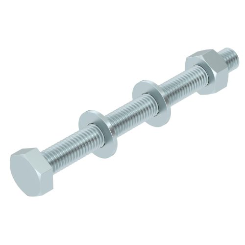 OBO-6418244 hatlapfejű csavar anyával és alátéttel M10x110 galvanikusan horganyzott, DIN EN 12329 - SKS 10x110 G