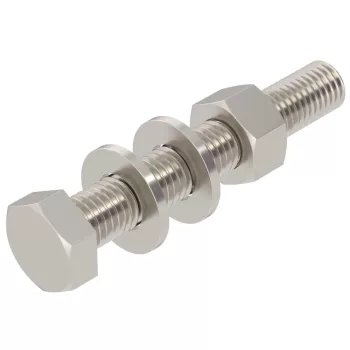   OBO-6418279 hatlapfejű csavar anya + alátétek + rugós alátét M12x80 felületkezelés nélkül, utókezelt - SKS 12x80 A2