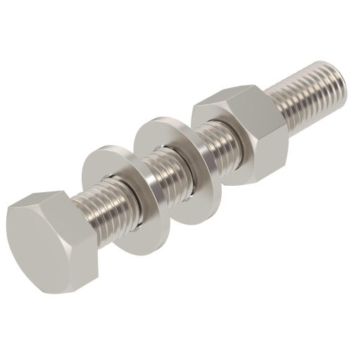 OBO-6418279 hatlapfejű csavar anya + alátétek + rugós alátét M12x80 felületkezelés nélkül, utókezelt - SKS 12x80 A2