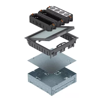   OBO-7427420 Szerelvénybeépítő egység szerelvénybetéttel komplett 264x264x73mm acélszürke - UDHOME GES9 7011