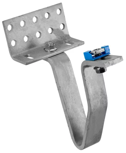 SCHRACK - Nagy teherbírású tetőhorog, állítható, 8mm, magasság: 42-55 mm, galvanizált, sínrögzítéssel együtt - PVF31015-B