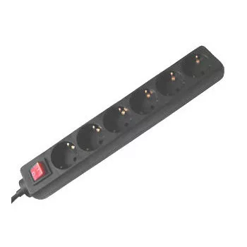   SCHRACK - Elosztó, 6-os, kapcsoló,10A / 3600W,1.4m kábel  - Q7110090--