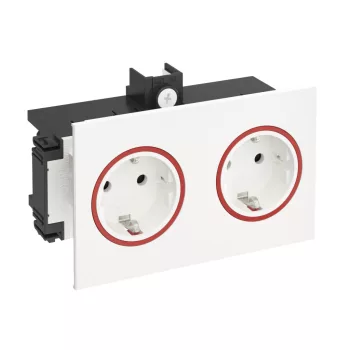   SCHRACK - 2 számítógép dugaszolóaljzat/piros gyűrű Signa Base RAL 9001  - RH70100414