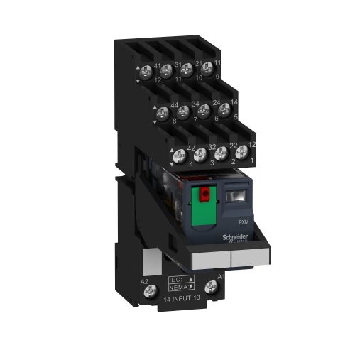 SCHNEIDER RXM4AB1P7PVS - Zelio RXM miniatűr relé, 4CO, 6A, 230VAC, tesztgomb, elválasztott elrendezésű