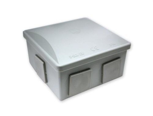 S-BOX 036B Kötődoboz, 6 négyzet alakú gumi bevezetővel, 80x80x40mm, IP44