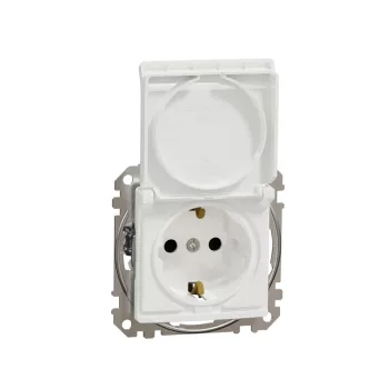   SCHNEIDER SDD111023 - SEDNA 2P+F csatlakozóaljzat biztonsági zsaluval, csapófedeles, csavaros bekötés, 16A, fehér