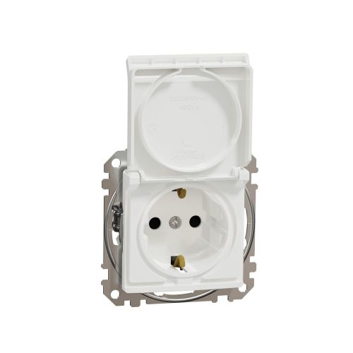 SCHNEIDER SDD111024 - SEDNA 2P+F csatlakozóaljzat biztonsági zsaluval, csapófedeles, rugós bekötés, 16A, fehér