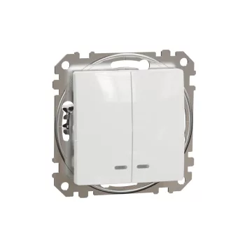   SCHNEIDER SDD111105L - SEDNA Csillárkapcsoló, kék jelzőfénnyel, 10AX, fehér