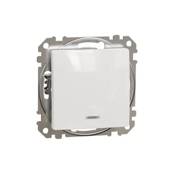  SCHNEIDER SDD111116L - SEDNA Váltóérintkezős nyomó, kék jelzőfénnyel, rugós bekötés, 10A, fehér