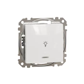  SCHNEIDER SDD111132L - SEDNA Egypólusú nyomó, kék jelzőfénnyel, lámpajellel, rugós bekötés, 10A, fehér