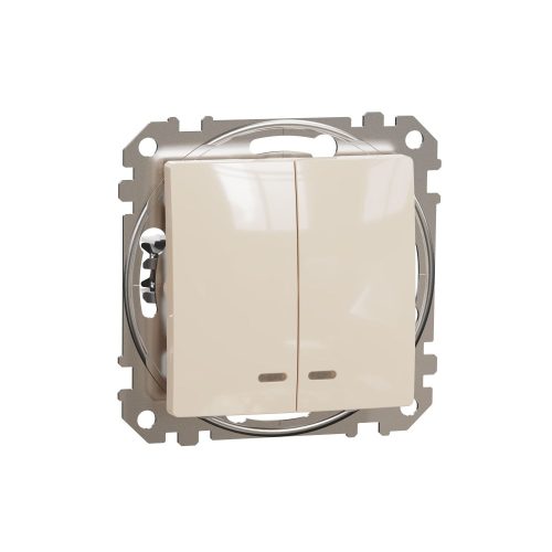 SCHNEIDER SDD112105L - SEDNA Csillárkapcsoló, kék jelzőfénnyel, 10AX, bézs
