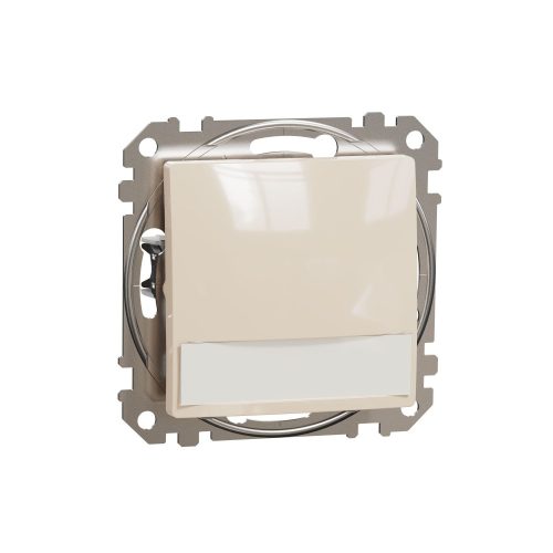 SCHNEIDER SDD112143L - SEDNA Egypólusú nyomó, kék jelzőfénnyel, cimketartóval, rugós bekötés, 12V, bézs