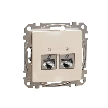 SCHNEIDER SDD112467S - SEDNA 2xRJ45 Cat6A STP aljzat, bézs