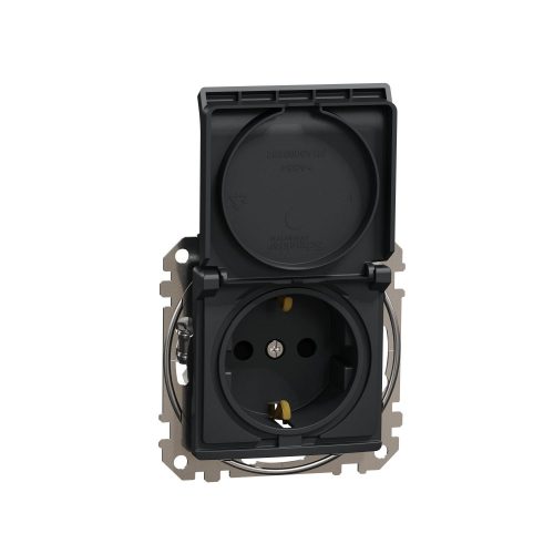 SCHNEIDER SDD114023 - SEDNA 2P+F csatlakozóaljzat biztonsági zsaluval, csapófedeles, csavaros bekötés, 16A, antracit