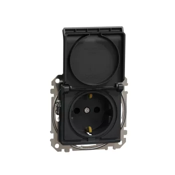  SCHNEIDER SDD114024 - SEDNA 2P+F csatlakozóaljzat biztonsági zsaluval, csapófedeles, rugós bekötés, 16A, antracit