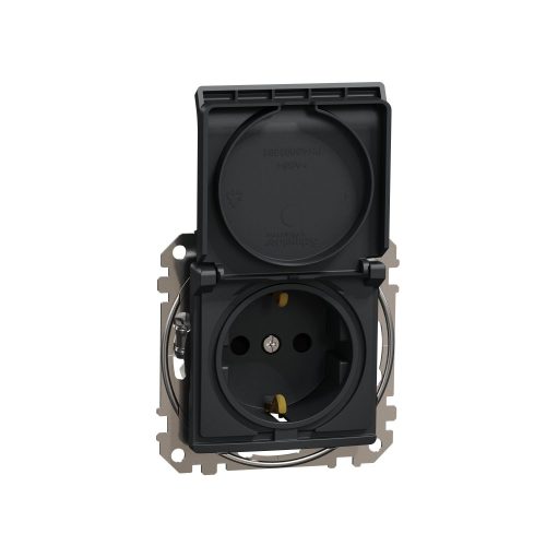 SCHNEIDER SDD114024 - SEDNA 2P+F csatlakozóaljzat biztonsági zsaluval, csapófedeles, rugós bekötés, 16A, antracit