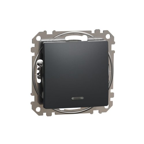 SCHNEIDER SDD114101L - SEDNA Egypólusú kapcsoló, kék jelzőfénnyel, 10AX, antracit