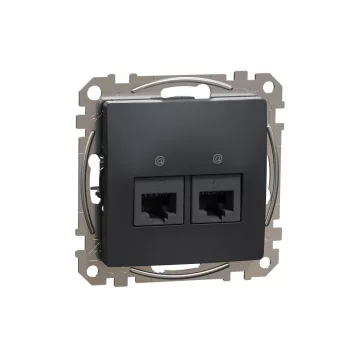  SCHNEIDER SDD114452 - SEDNA 2xRJ45 Cat5e UTP aljzat, antracit