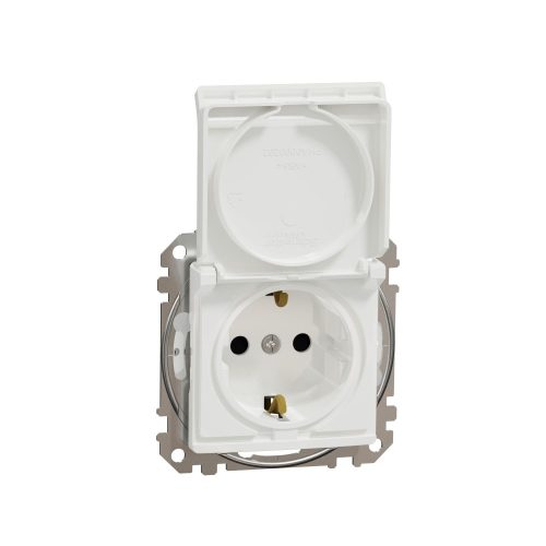 SCHNEIDER SDD211023 - SEDNA 2P+F csatlakozóaljzat biztonsági zsaluval, csapófedeles, csavaros bekötés, 16A, IP44, fehér